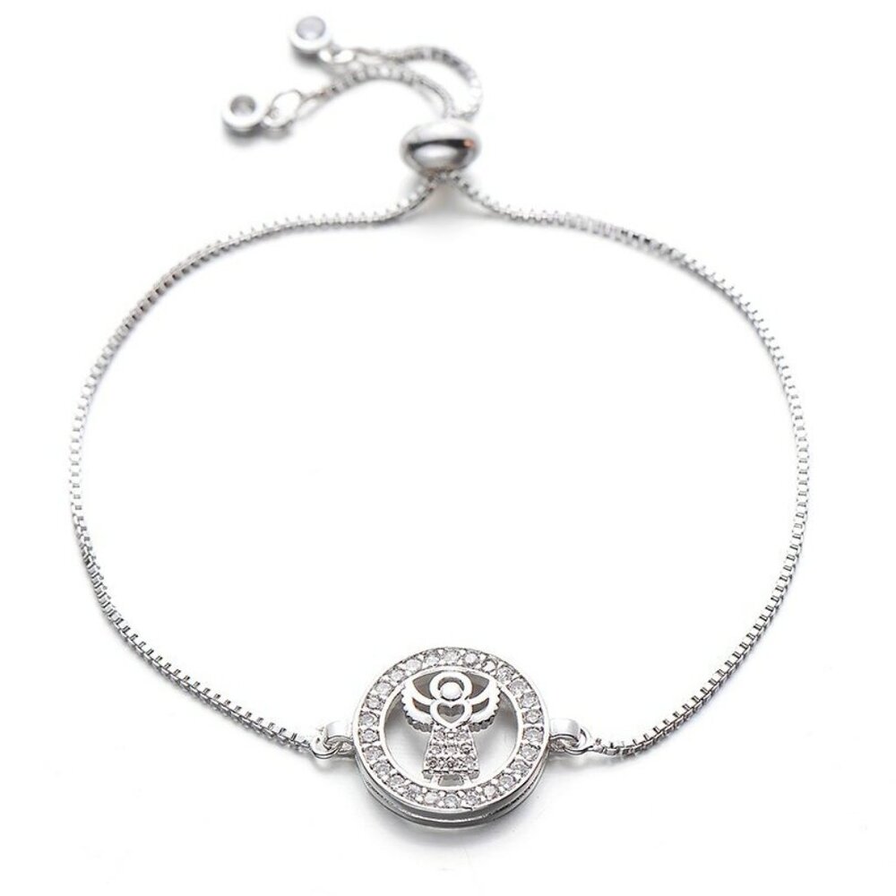 Guardian Angel Cubic Zirconia Silver Bracelet